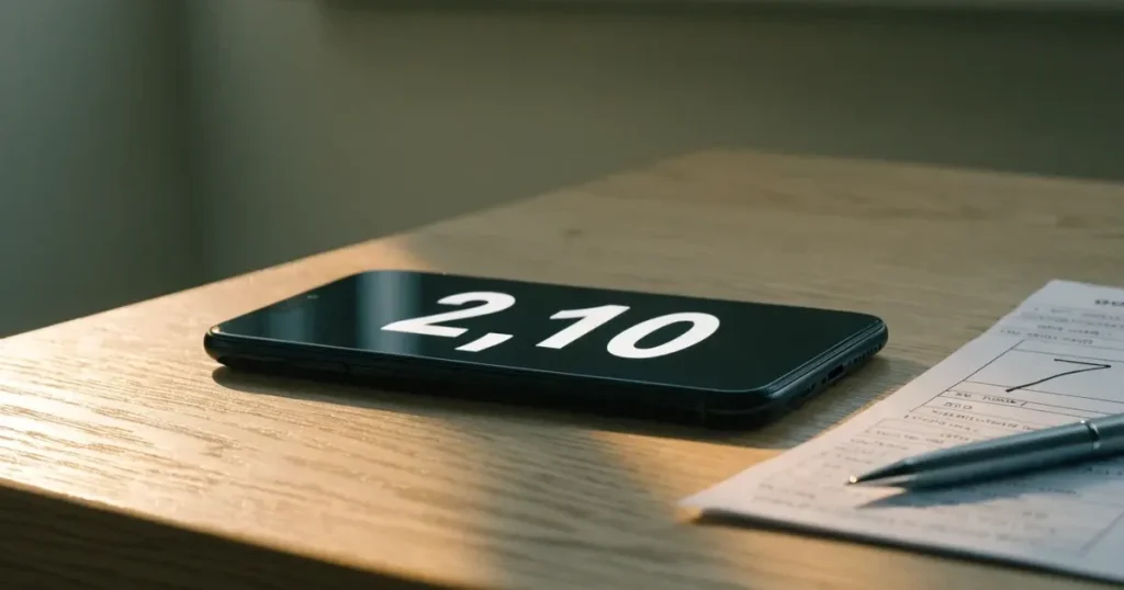 Eine leere Geldbörse aus Leder liegt geöffnet auf einem Tisch, daneben ein Kugelschreiber und ein Smartphone mit dunklem Display.