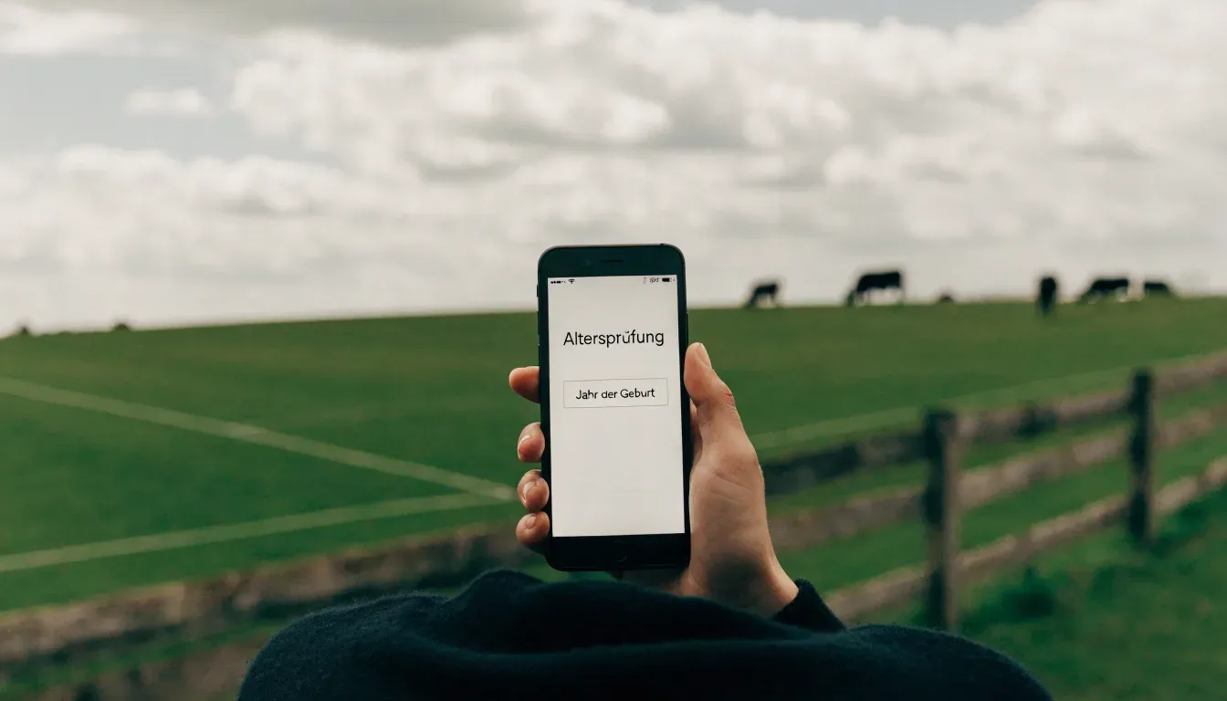 Ein Dorffussballplatz mit Holzzaun am Hang, dahinter grasen Kühe auf einer Weide unter hohen Wolken.