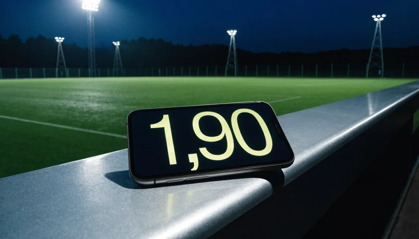 Hohe Flutlichtmasten ragen nachts über einen leeren Trainingsplatz, der Rasen glänzt im weissen Licht.